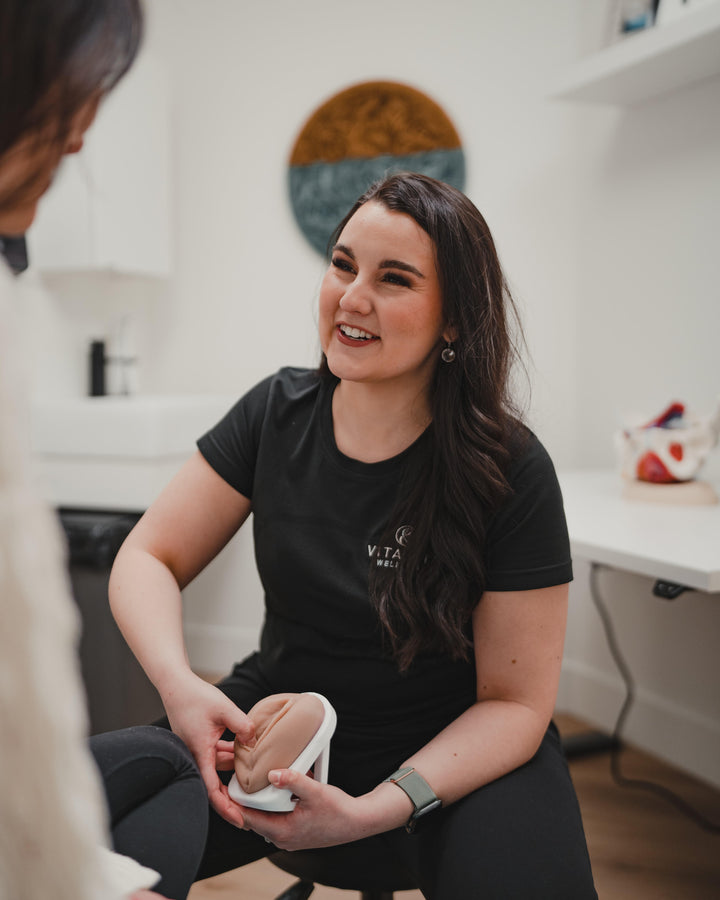 Pelvic Floor Physiotherapist in Canada with a Granville Biomedical anatomical model for patient education